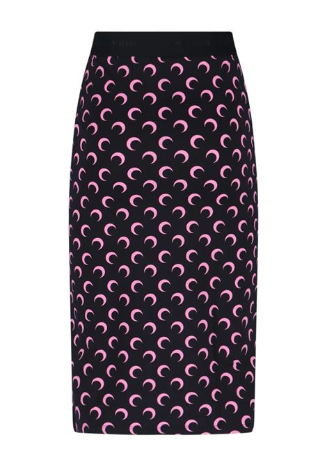 gonna moon printed jersey knee length donna nera e rosa MARINE SERRE | WSK123ACJER0001BK90